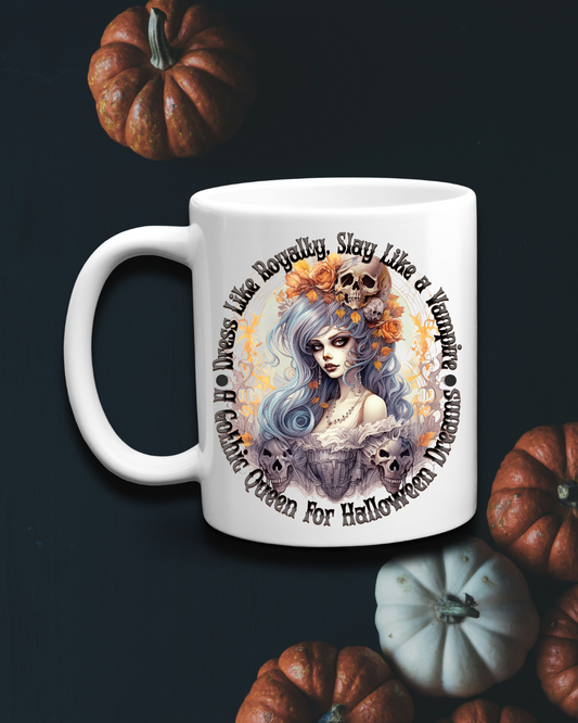 Gothic Queen Vampire Skull Halloween Mug
