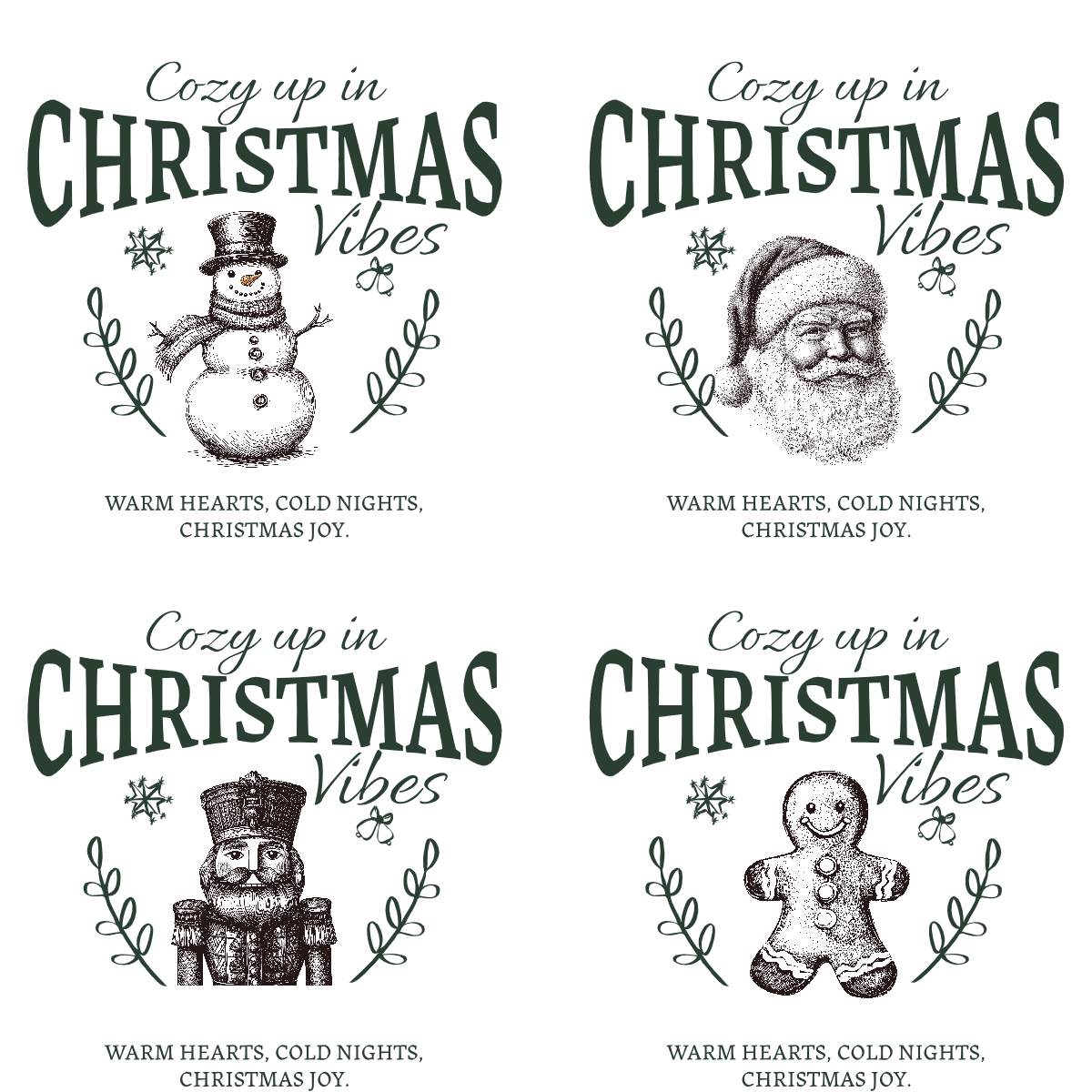 Cozy Up in Christmas Vibes Mug Collection | Vintage Holiday Mug Set | Santa • Gingerbread • Snowman • Teddy Bear